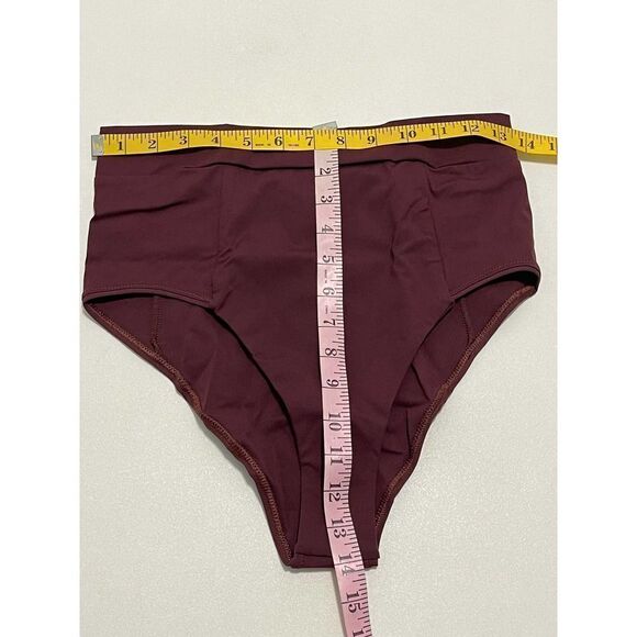 Vitamin A Womens Elena High Waisted Bikini Bottom Bathing Suit Swim Burgundy 14 - Picture 5 of 12